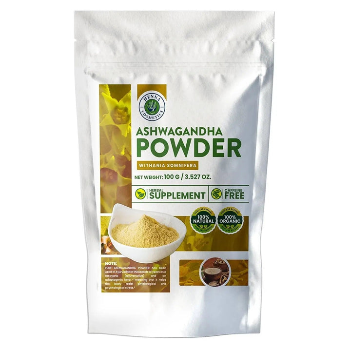 Ashwagandha Powder (Withania Somnifera) 100 Grams (3.53 oz.) - Henna Cosmetics