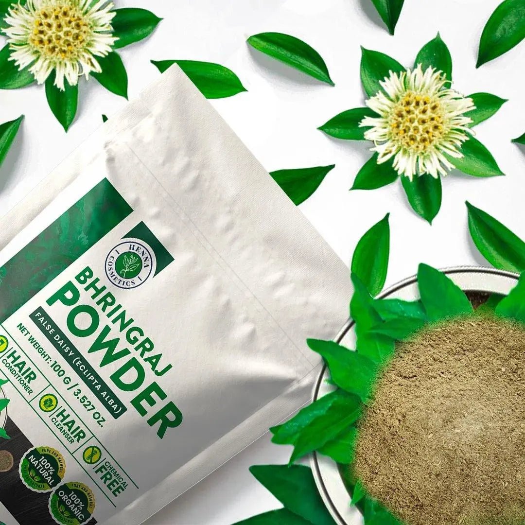 Bhringraj Powder or False Daisy (Eclipta Alba) | 100 Grams (3.5 Ounces) | 100% Natural, Organic, Hair Conditioner | Henna Cosmetics - Henna Cosmetics