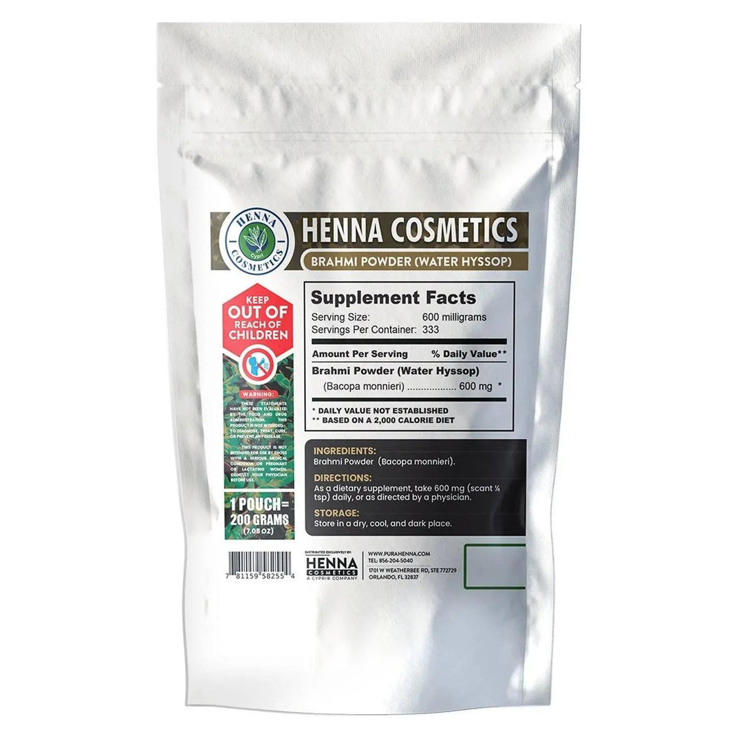 Brahmi Powder 100 Grams (3.53 Oz.)  Herbal Supplement - Henna Cosmetics