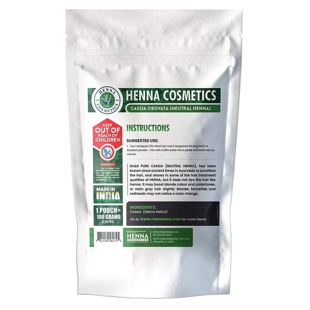 Cassia Obovata (Neutral Henna) Powder 100 Grams (3.53 oz.) Colorless Henna Hair Conditioner - Henna Cosmetics