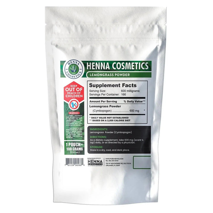 Lemongrass Powder 100 Grams (3.53 oz)  Herbal Supplement - Henna Cosmetics