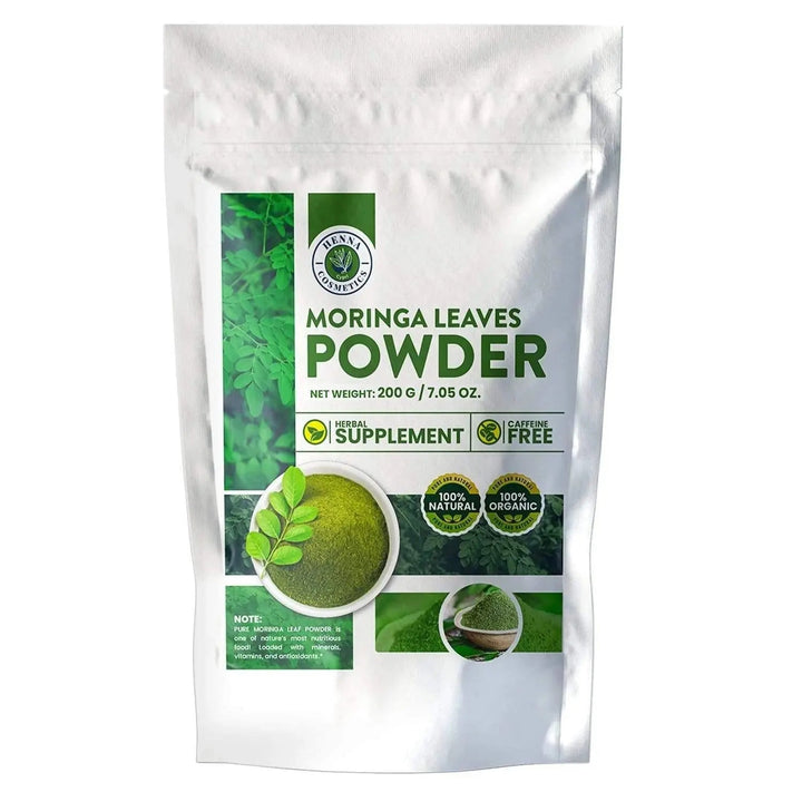 Moringa Leaves Powder 200 Grams (7.05 oz.) Perfect for Smoothies, Drinks, Tea & Recipes - Henna Cosmetics