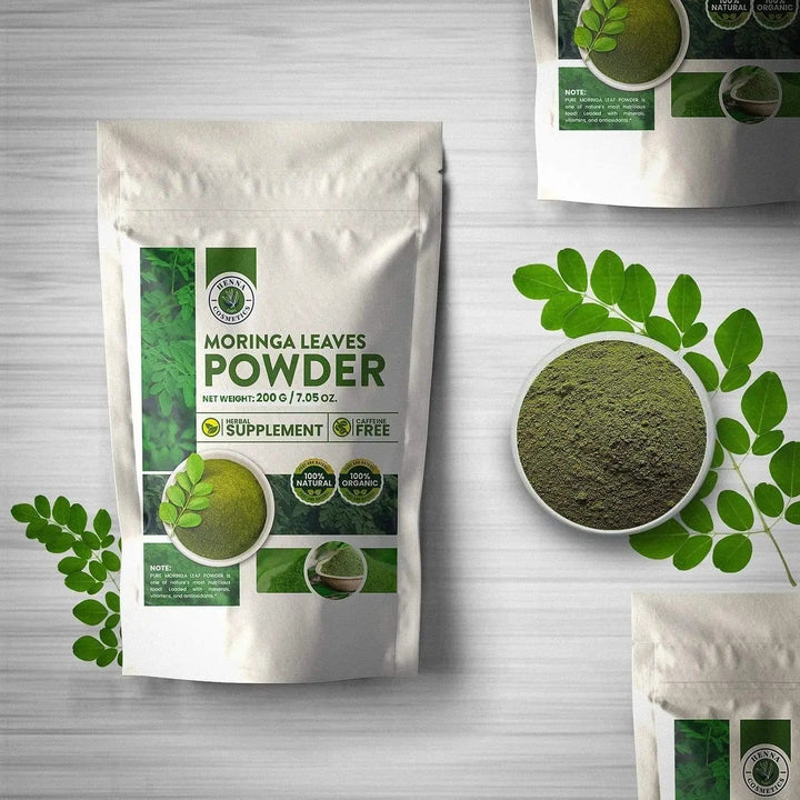 Moringa Leaves Powder 200 Grams (7.05 oz.) Perfect for Smoothies, Drinks, Tea & Recipes - Henna Cosmetics