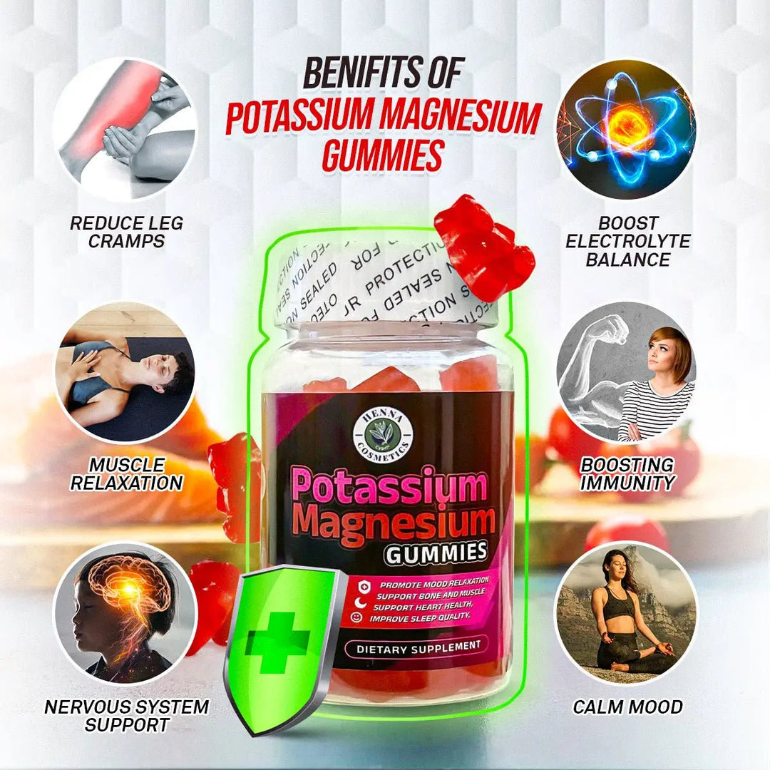 Potassium Magnesium 60-Gummies Dietary Supplement - Henna Cosmetics