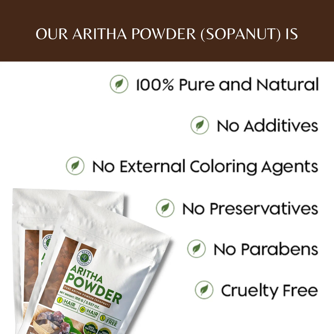 Soapnut Powder (Aritha / Reetha) 200g — Organic Natural Hair Shampoo &amp; Conditioner | Henna Cosmetics