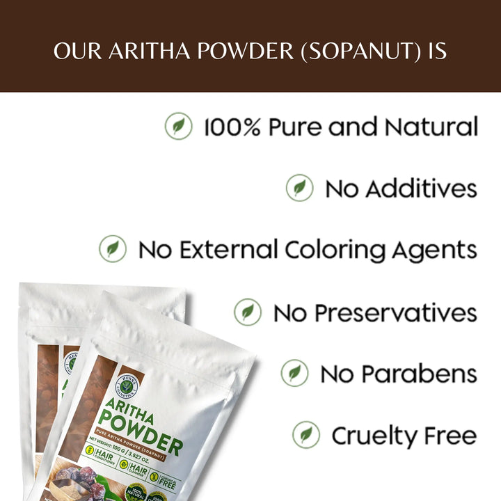 Soapnut Powder (Aritha / Reetha) 200g — Organic Natural Hair Shampoo &amp; Conditioner | Henna Cosmetics