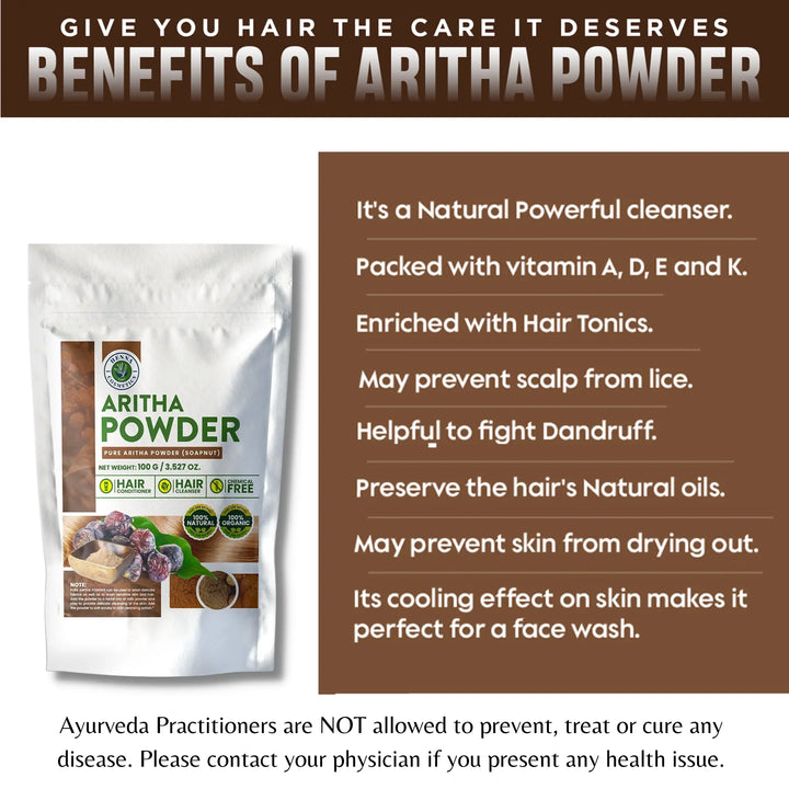 Soapnut Powder (Aritha / Reetha) 200g — Organic Natural Hair Shampoo &amp; Conditioner | Henna Cosmetics